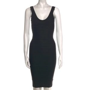 Herve Leger perfect black mini scoop neck dress